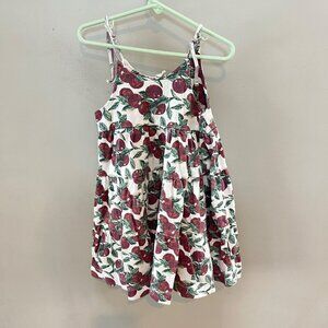Kate Quinn Girls 3T Organic Cotton Dress Apple Print‎ Tie Straps